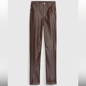 NWT Gap Faux Leather High Rise Vintage Slim Pants in Espresso Brown